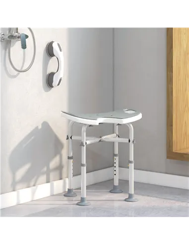 HOMCOM 39-51.5cm 'U' Seat Padded Shower Stool - Grey