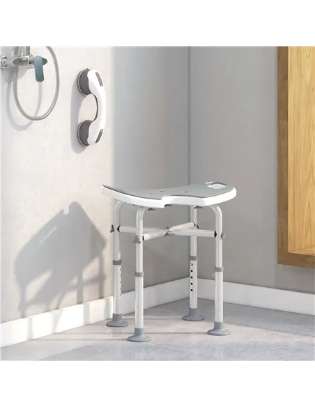 HOMCOM 39-51.5cm 'U' Seat Padded Shower Stool - Grey