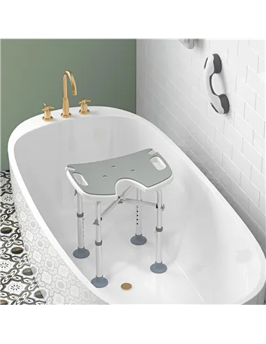 HOMCOM 39-51.5cm 'U' Seat Padded Shower Stool - Grey