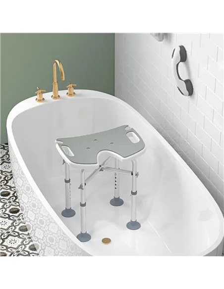 HOMCOM 39-51.5cm 'U' Seat Padded Shower Stool - Grey