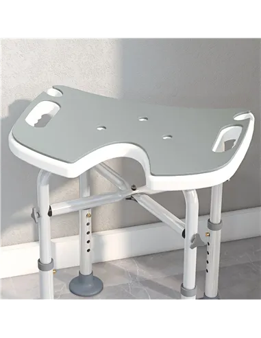 HOMCOM 39-51.5cm 'U' Seat Padded Shower Stool - Grey