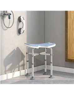 HOMCOM 39-51.5cm 'U' Seat Padded Shower Stool - Light Blue 2