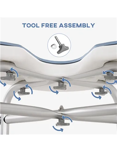 HOMCOM 39-51.5cm 'U' Seat Padded Shower Stool - Light Blue