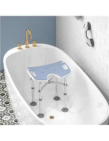 HOMCOM 39-51.5cm 'U' Seat Padded Shower Stool - Light Blue