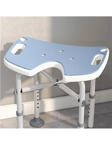 HOMCOM 39-51.5cm 'U' Seat Padded Shower Stool - Light Blue