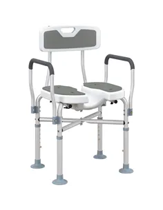 HOMCOM Shower Chair with Upgraded U-shaped Seat and Reinforced Crossbars, Height Adjustable Padded Bath Chair with Non-slip Feet