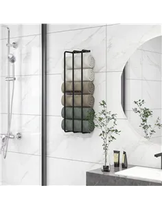 HOMCOM Six Large Towel Metal Holder, with Mounting Accessories 2