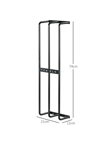 HOMCOM Six Large Towel Metal Holder, with Mounting Accessories