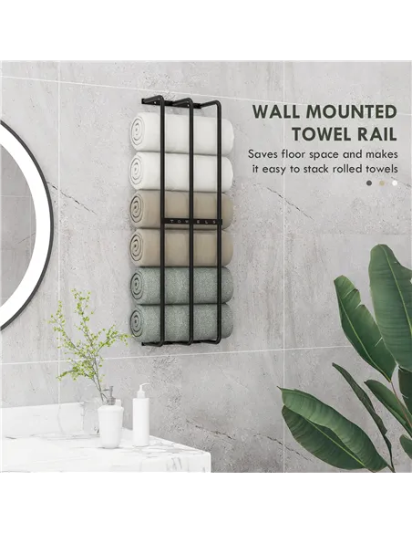 HOMCOM Six Large Towel Metal Holder, with Mounting Accessories