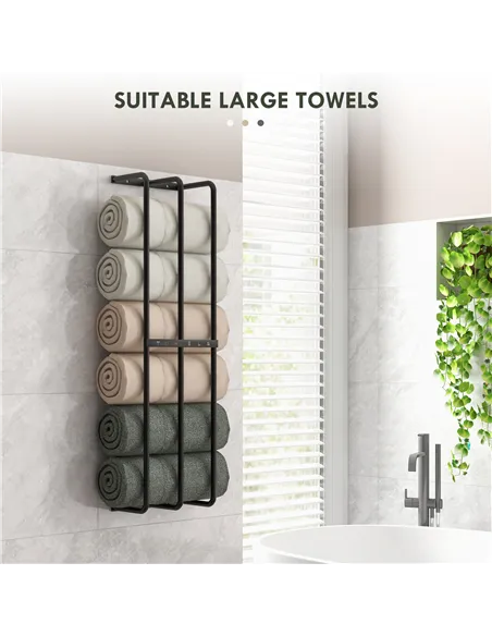 HOMCOM Six Large Towel Metal Holder, with Mounting Accessories