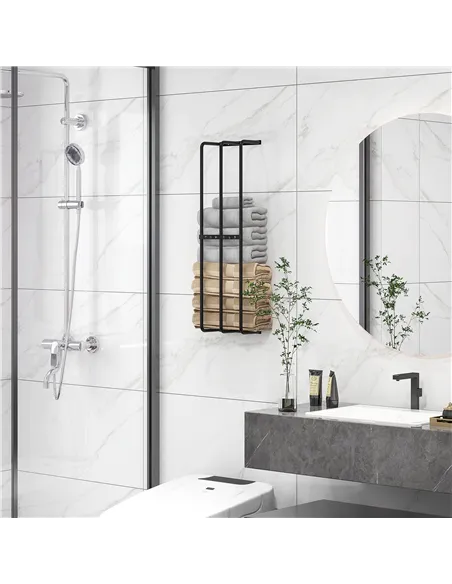 HOMCOM Six Large Towel Metal Holder, with Mounting Accessories