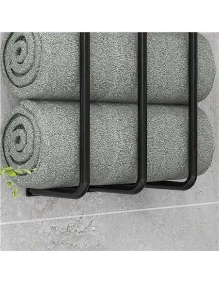 HOMCOM Six Large Towel Metal Holder, with Mounting Accessories