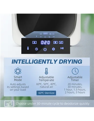 HOMCOM 4kg Vented Tumble Dryer with Deodorize, Smart Mode, 800W Compact Tumble Dryer with Stainless Steel Tub, Front Load, for F