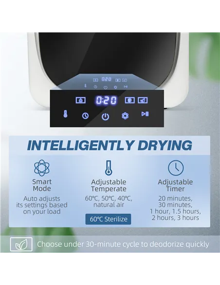 HOMCOM 4kg Vented Tumble Dryer with Deodorize, Smart Mode, 800W Compact Tumble Dryer with Stainless Steel Tub, Front Load, for F