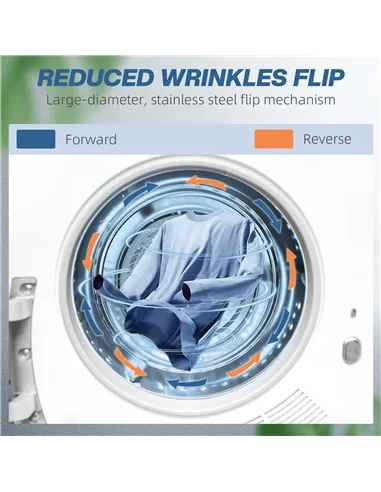 HOMCOM 4kg Vented Tumble Dryer with Deodorize, Smart Mode, 800W Compact Tumble Dryer with Stainless Steel Tub, Front Load, for F