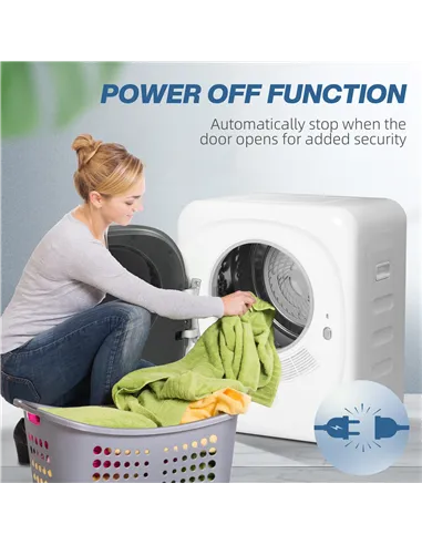 HOMCOM 4kg Vented Tumble Dryer with Deodorize, Smart Mode, 800W Compact Tumble Dryer with Stainless Steel Tub, Front Load, for F