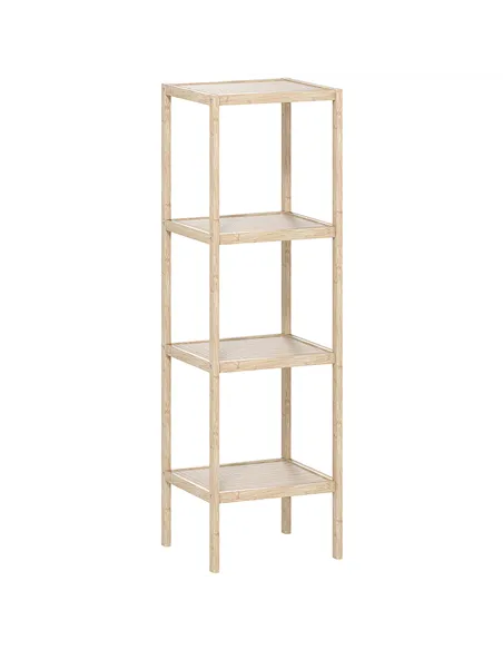 HOMCOM Four-Tier Bamboo Bathroom Shelf - Natural Finish
