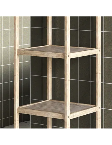HOMCOM Four-Tier Bamboo Bathroom Shelf - Natural Finish