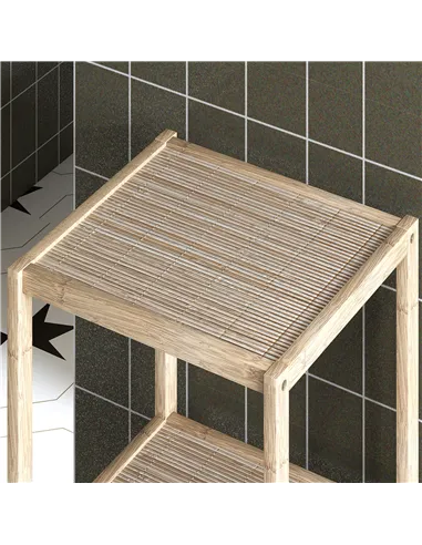 HOMCOM Four-Tier Bamboo Bathroom Shelf - Natural Finish