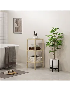 HOMCOM Three-Tier Bamboo Bathroom Shelf - Natural Finish 2