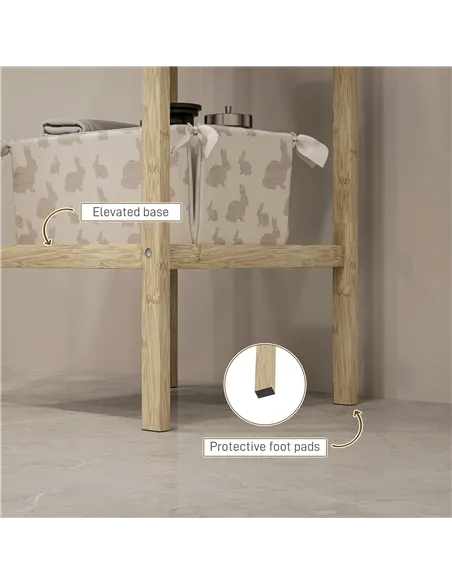 HOMCOM Three-Tier Bamboo Bathroom Shelf - Natural Finish