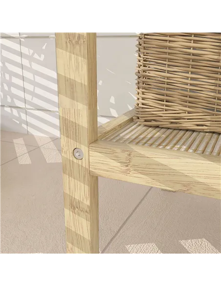 HOMCOM Three-Tier Bamboo Bathroom Shelf - Natural Finish