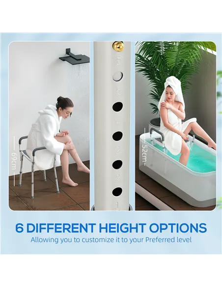 HOMCOM 57-69cm Aluminium Frame Bath Seat
