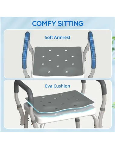 HOMCOM 57-69cm Aluminium Frame Bath Seat