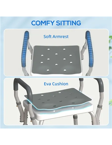 HOMCOM 57-69cm Aluminium Frame Bath Seat