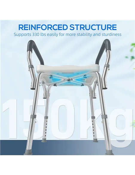 HOMCOM 57-69cm Aluminium Frame Bath Seat