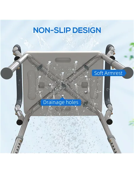 HOMCOM 57-69cm Aluminium Frame Bath Seat