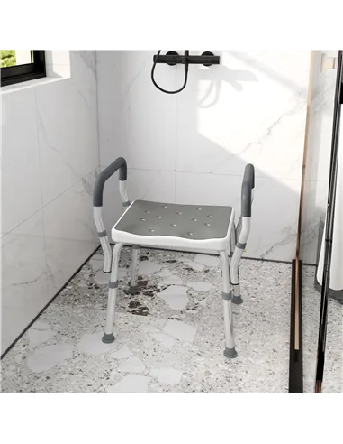 HOMCOM 57-69cm Aluminium Frame Bath Seat