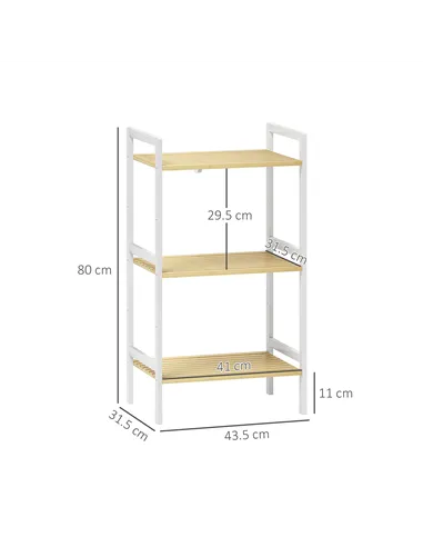 HOMCOM Three-Tier Bamboo Adjustable Shelf Storage Unit