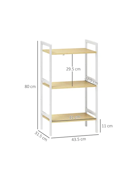 HOMCOM Three-Tier Bamboo Adjustable Shelf Storage Unit