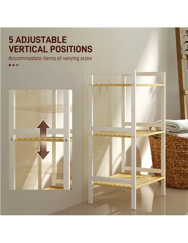HOMCOM Three-Tier Bamboo Adjustable Shelf Storage Unit