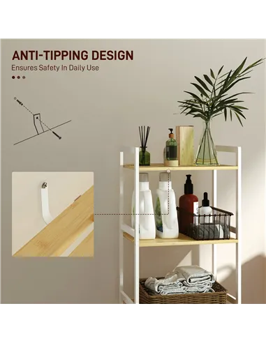 HOMCOM Three-Tier Bamboo Adjustable Shelf Storage Unit