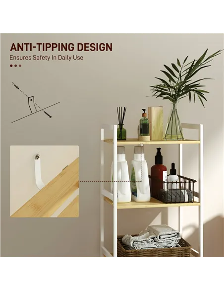 HOMCOM Three-Tier Bamboo Adjustable Shelf Storage Unit