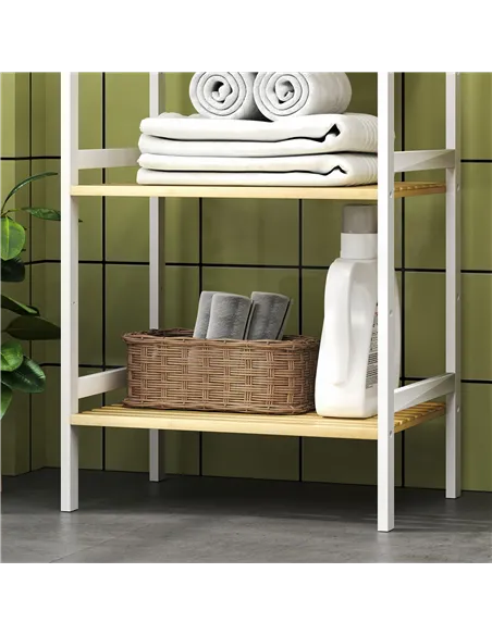 HOMCOM Three-Tier Bamboo Adjustable Shelf Storage Unit
