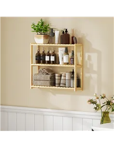 HOMCOM Three-Tier Bamboo Bathroom Rack - Natural Finish 2