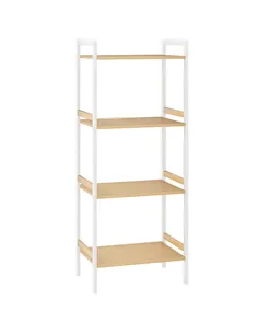 HOMCOM Four-Tier Bamboo Adjustable Shelf Storage Unit