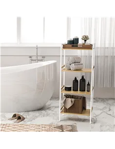 HOMCOM Four-Tier Bamboo Adjustable Shelf Storage Unit 2