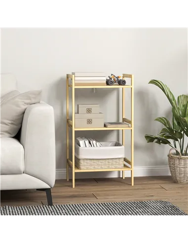 HOMCOM Three-Tier Bamboo Adjustable Shelf Storage Unit