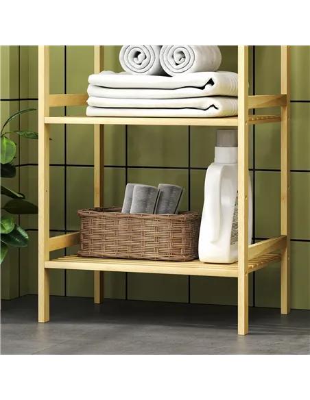 HOMCOM Three-Tier Bamboo Adjustable Shelf Storage Unit