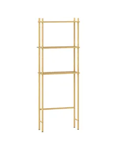 HOMCOM Bamboo Over Toilet Storage Unit with 3 Slatted Shelves, 3-Tier Freestanding Bathroom Shelf, Bathroom Space Saver, Natural