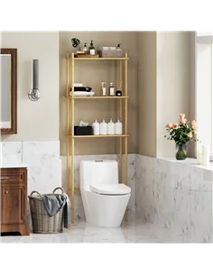HOMCOM Bamboo Over Toilet Storage Unit with 3 Slatted Shelves, 3-Tier Freestanding Bathroom Shelf, Bathroom Space Saver, Natural 2