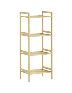 HOMCOM Four-Tier Bamboo Adjustable Shelf Storage Unit