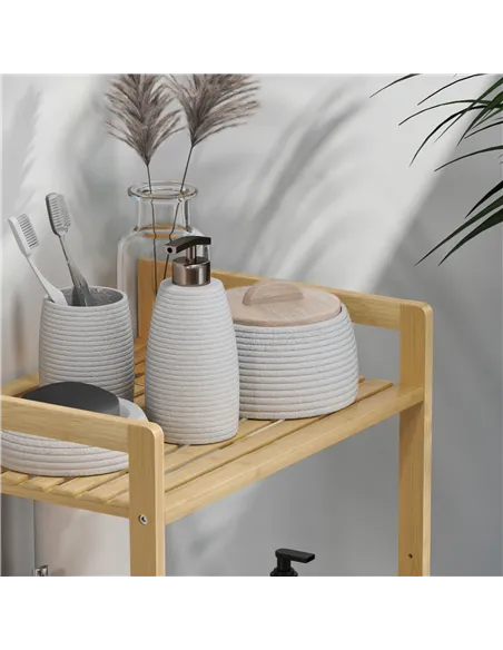 HOMCOM Four-Tier Bamboo Adjustable Shelf Storage Unit