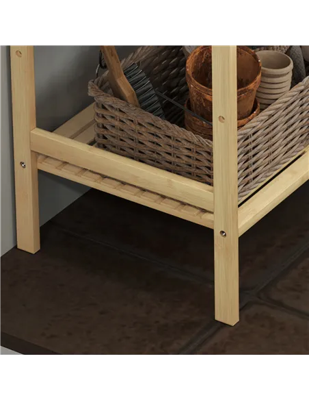 HOMCOM Four-Tier Bamboo Adjustable Shelf Storage Unit