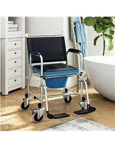 HOMCOM 3-In-1 Commode Wheelchair - Black 2