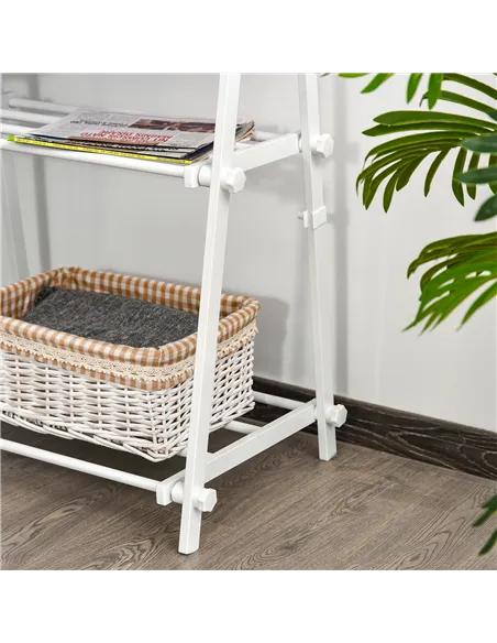 HOMCOM Minimalist Foldable Adjustable Clothes Rack Hanger w/ 2 shelves 107.5L x 45W x 150H cm Hallway Entryway Furniture - White